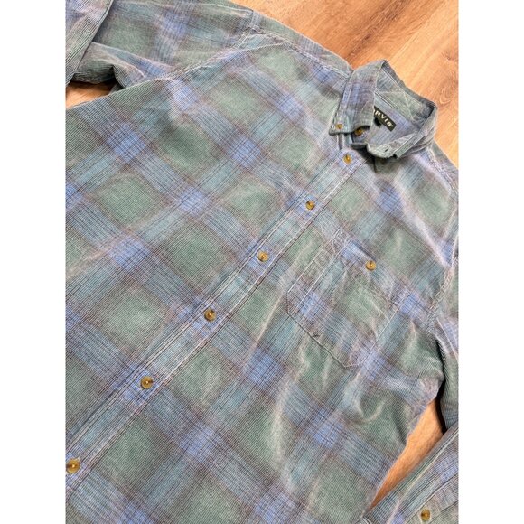 Orvis Mens Green & Blue Plaid Button Up Textured Shirt Size L Cotton - Picture 7 of 7